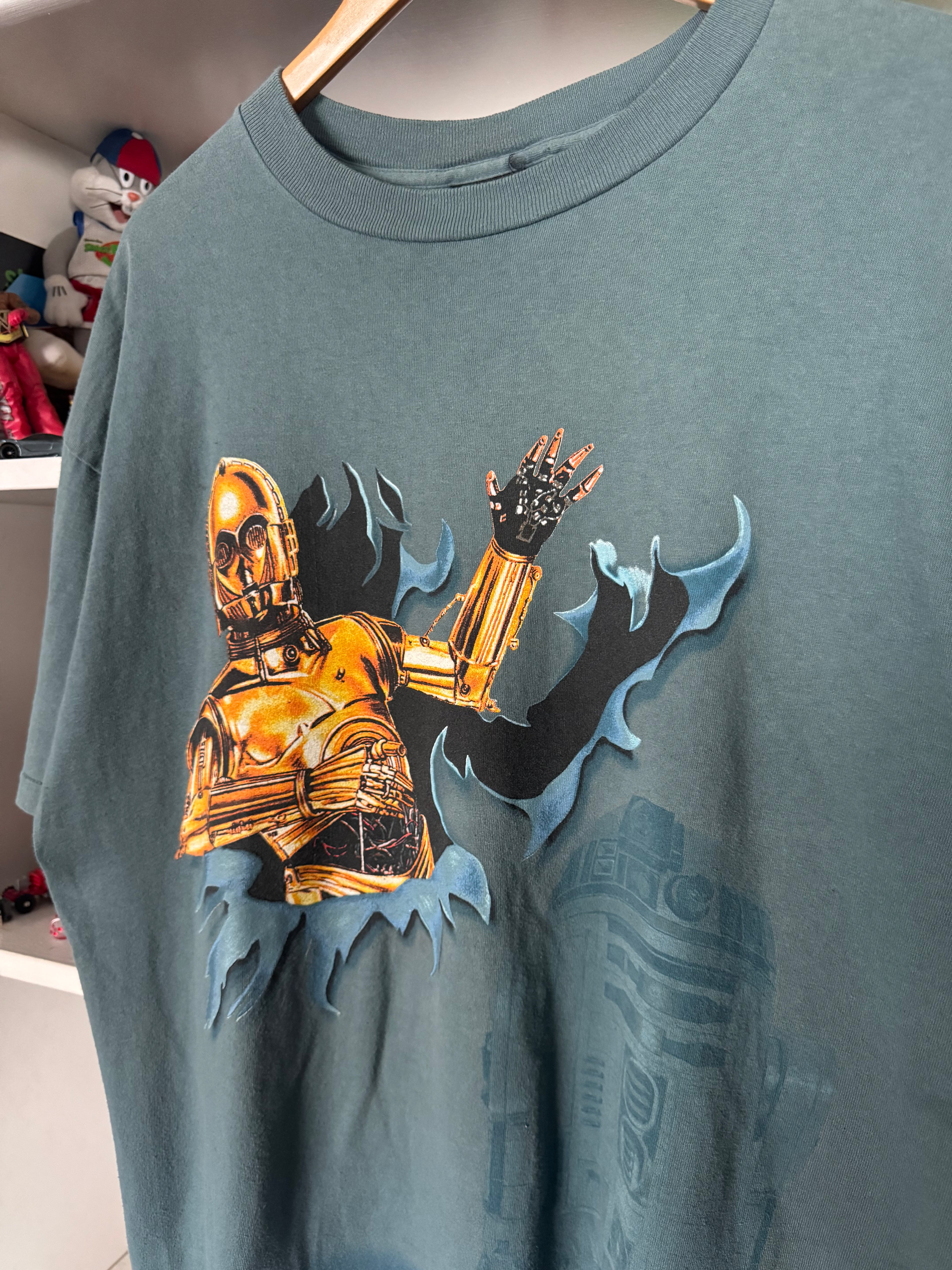 90s Rare Star Wars C3-PO Rip Through T-shirt