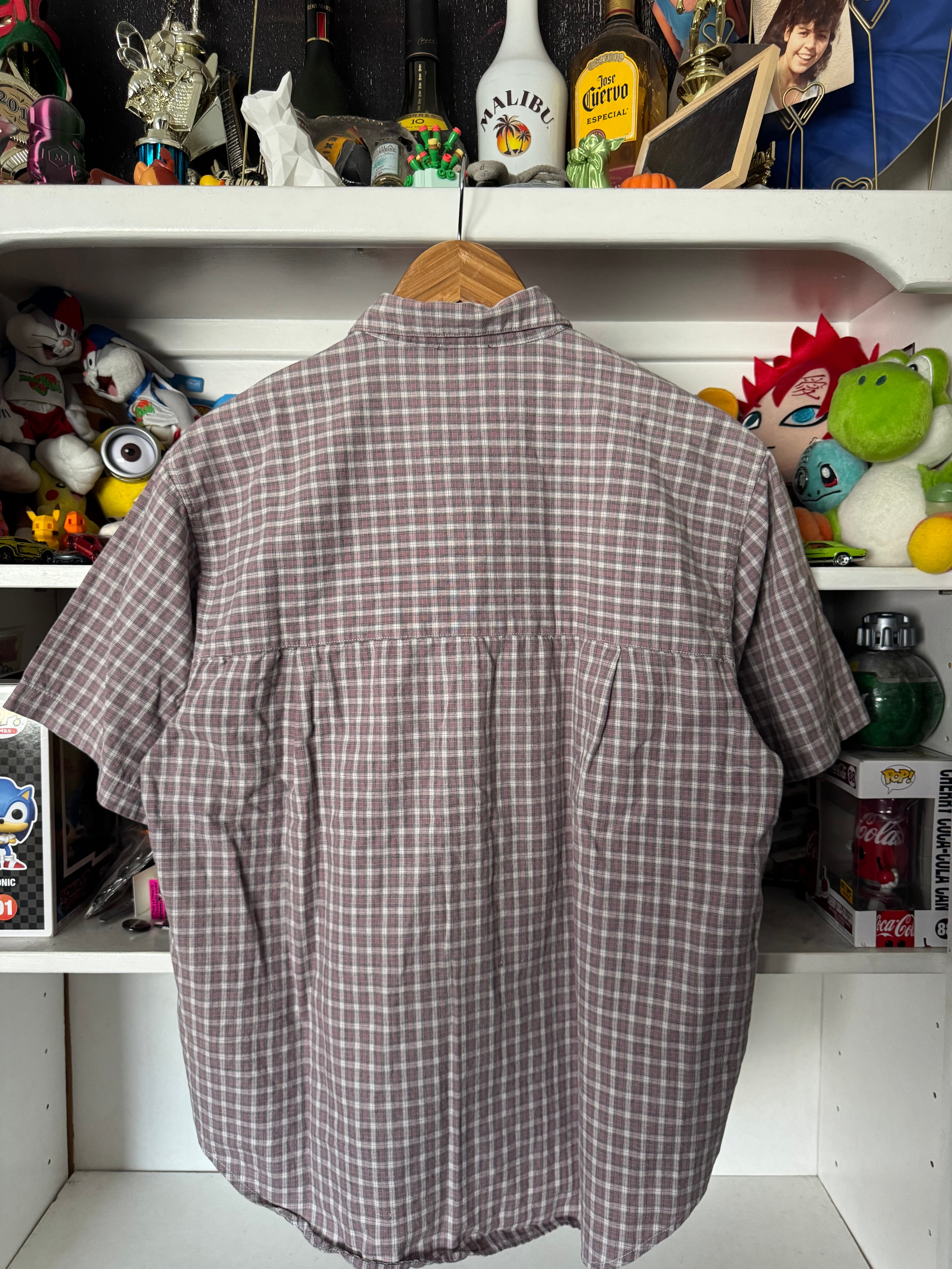 Bitch Skateboard Plaid Collared Short Sleeve Zip Up