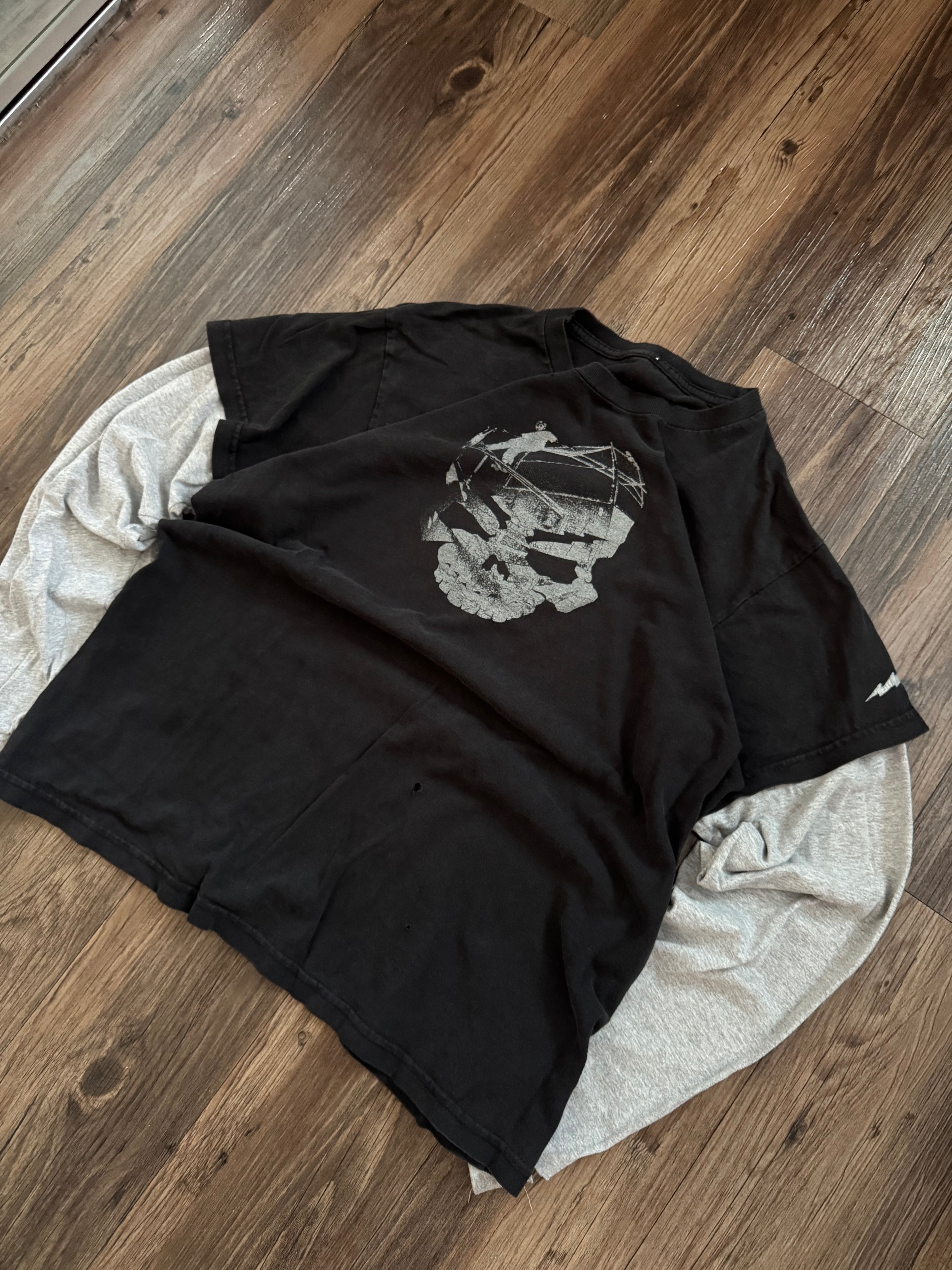 Y2k Big Brother Core Skull T-shirt with long sleeve under